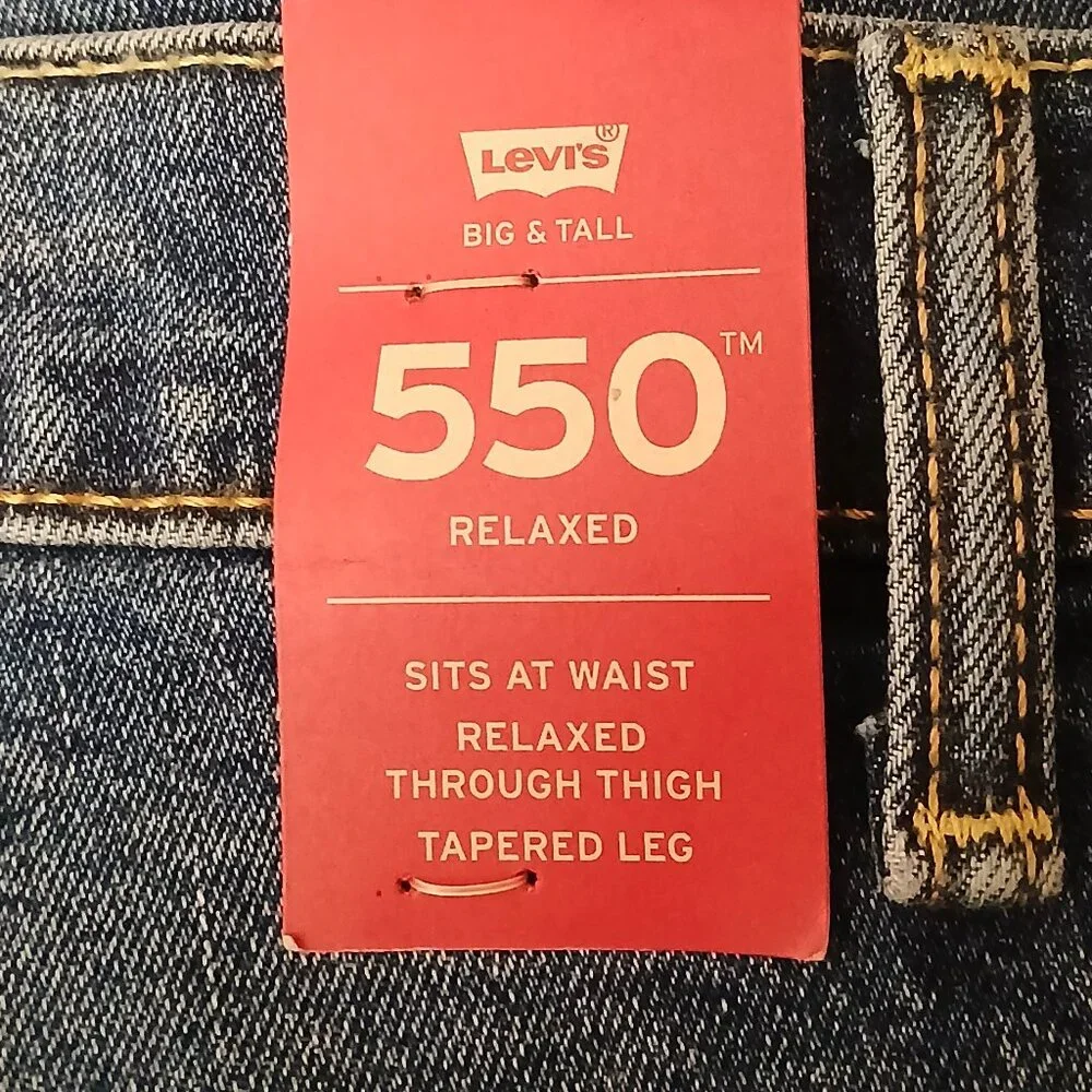 NWT Levi's 550 Jeans Mens 54X32 Big & Tall Relaxed Blue Denim Stretch